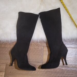 BCBGirls Black Suede High Heeled Calf Boots